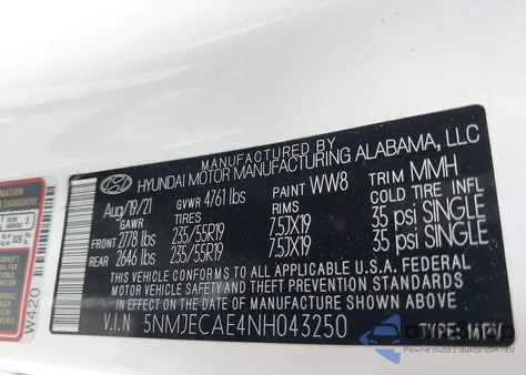 2022 Hyundai Tucson Limited from USA, damaged, VIN 5NMJECAE4NH043250